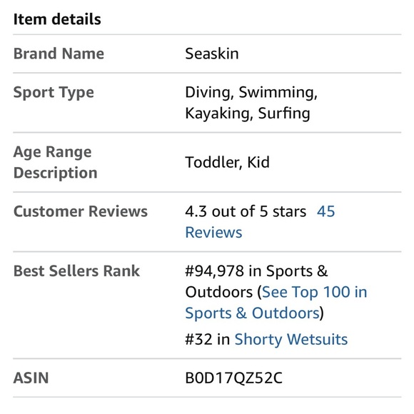 NWOT Seaskin Wet Suit for Girls Size 8 - Picture 10 of 13